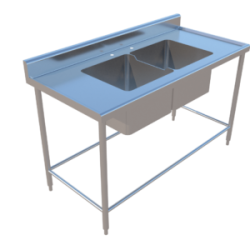 FREGADERO CON DOS TARJAS CENTRALES DE 1.50X070X0.90 MTS MOD. F150-2TC