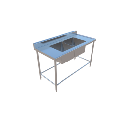 FREGADERO CON DOS TARJAS CENTRALES DE 1.50X070X0.90 MTS MOD. F150-2TC