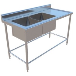 FREGADERO CON DOS TARJAS IZQUIERDAS DE 1.50X070X0.90 MTS MOD. F150-2TI