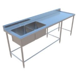 FREGADERO CON DOS TARJAS IZQUIERDAS DE 2.50X070X0.90 MTS MOD. F250-2TI