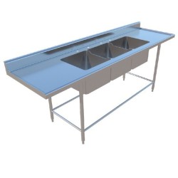 FREGADERO CON TRES TARJAS CENTRALES DE 2.50X070X0.90 MTS MOD. F250-3TC